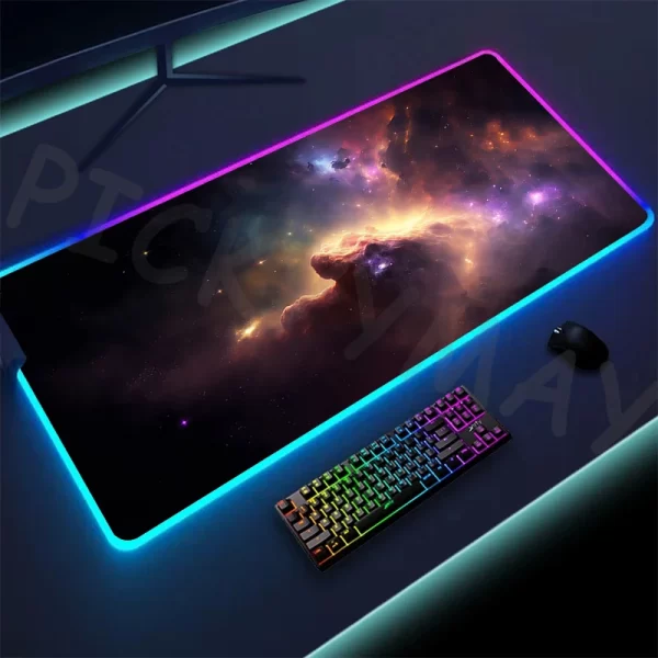 RGB Gaming Mouse Pad – XXL LED Backlit, Space Design, Non-Slip, Luminous Desk Mat - Image 3