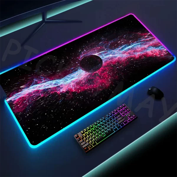 RGB Gaming Mouse Pad – XXL LED Backlit, Space Design, Non-Slip, Luminous Desk Mat - Image 9