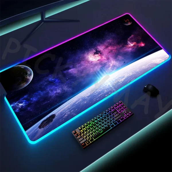 RGB Gaming Mouse Pad – XXL LED Backlit, Space Design, Non-Slip, Luminous Desk Mat - Image 2