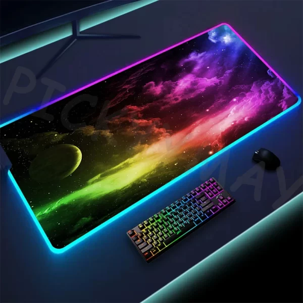 RGB Gaming Mouse Pad – XXL LED Backlit, Space Design, Non-Slip, Luminous Desk Mat - Image 5