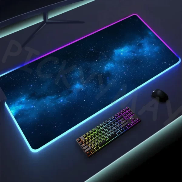 RGB Gaming Mouse Pad – XXL LED Backlit, Space Design, Non-Slip, Luminous Desk Mat